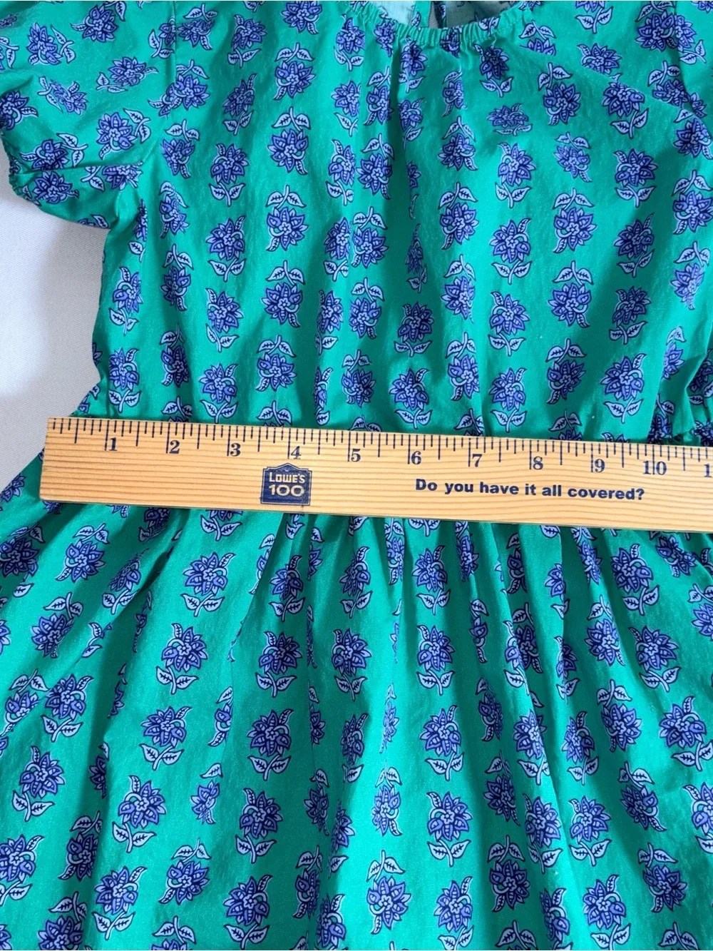 J.Crew Crewcuts Green Floral Puff-Sleeve girls Dress age 8 cotton